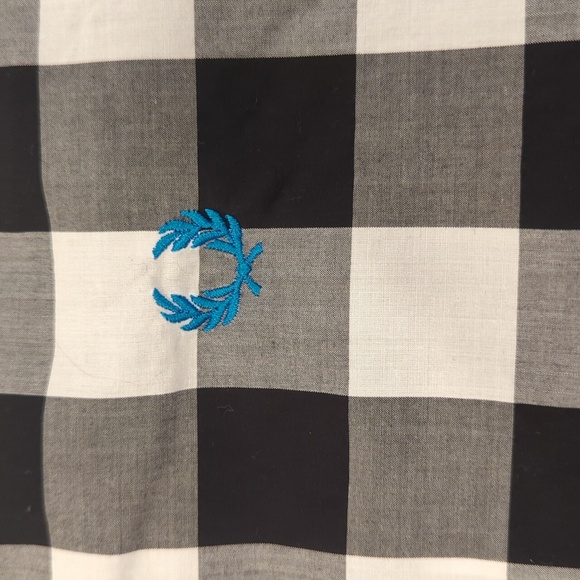 Fred Perry Black White Gingham Short sleeve button down shirt Slim fit xxl - Picture 3 of 12